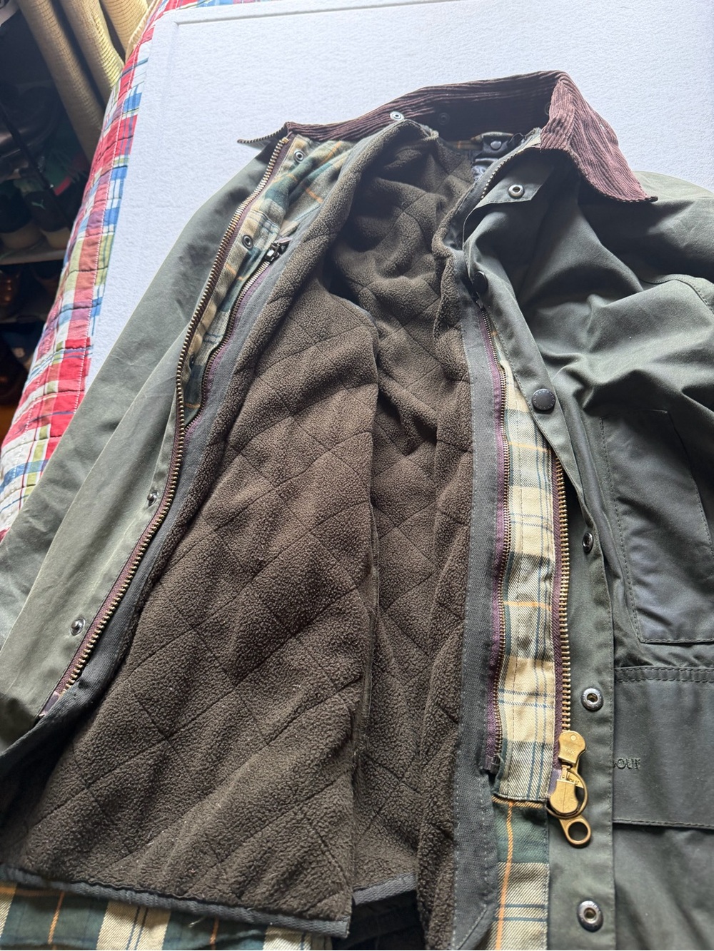 Barbour Polarquilt Waistcoat Zip In Liner Gilet Olive Green Mens Large L 42 44 - Picture 11 of 11
